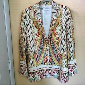 Zara Colorful Paisley Women's Blazer Size XS